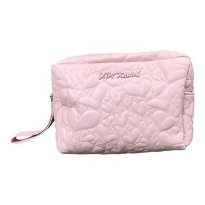 Betsey Johnson - EC - Extra Large Pink Embossed Cosmetic Bag